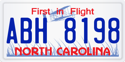 NC license plate ABH8198