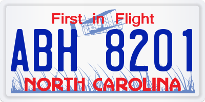 NC license plate ABH8201