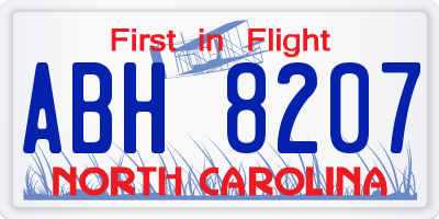 NC license plate ABH8207