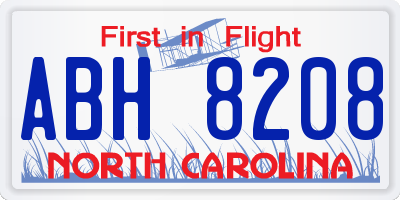 NC license plate ABH8208