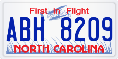 NC license plate ABH8209