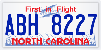 NC license plate ABH8227