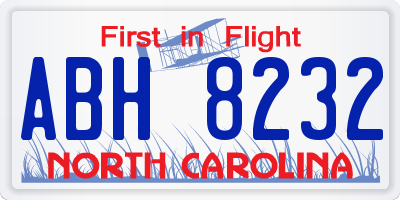 NC license plate ABH8232