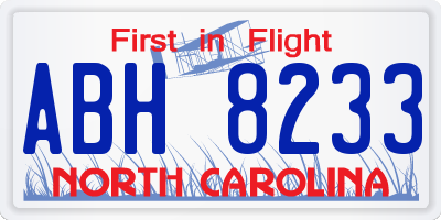 NC license plate ABH8233