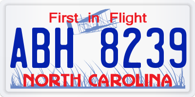 NC license plate ABH8239