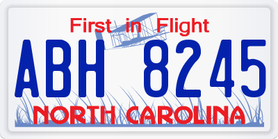 NC license plate ABH8245