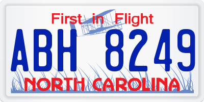 NC license plate ABH8249