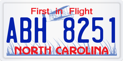 NC license plate ABH8251