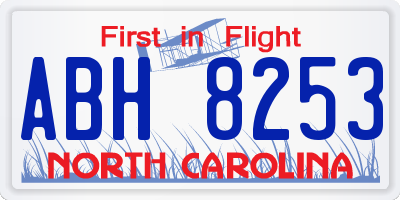 NC license plate ABH8253