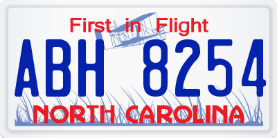 NC license plate ABH8254