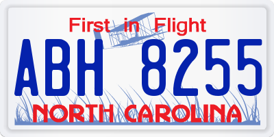 NC license plate ABH8255