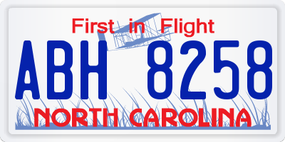 NC license plate ABH8258