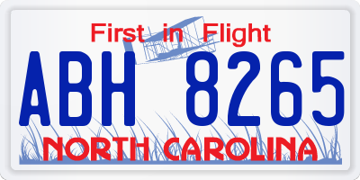 NC license plate ABH8265