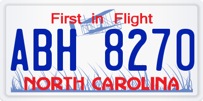 NC license plate ABH8270