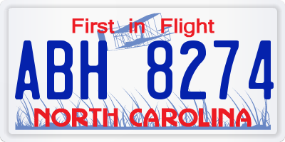 NC license plate ABH8274