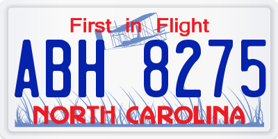 NC license plate ABH8275