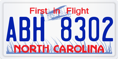 NC license plate ABH8302