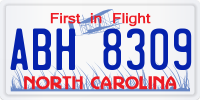 NC license plate ABH8309
