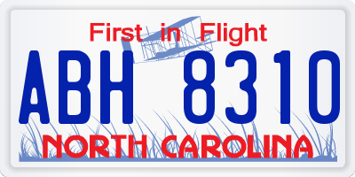 NC license plate ABH8310