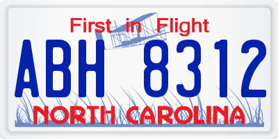 NC license plate ABH8312