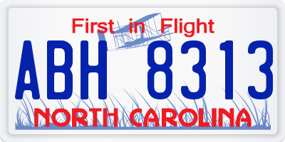 NC license plate ABH8313