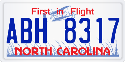 NC license plate ABH8317