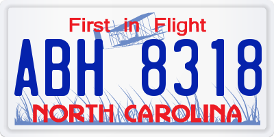 NC license plate ABH8318