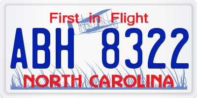 NC license plate ABH8322