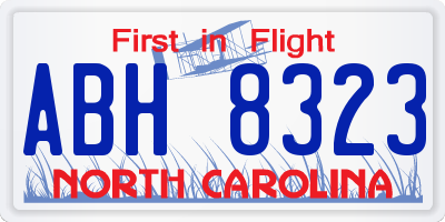 NC license plate ABH8323