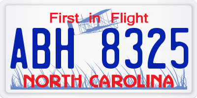 NC license plate ABH8325