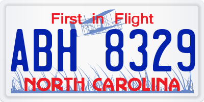NC license plate ABH8329