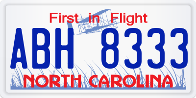 NC license plate ABH8333