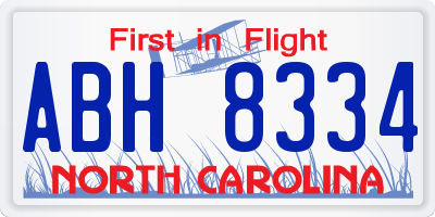 NC license plate ABH8334