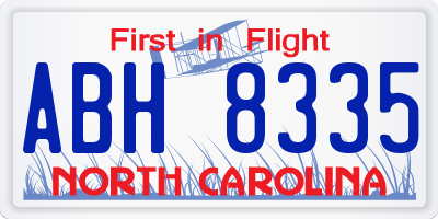 NC license plate ABH8335