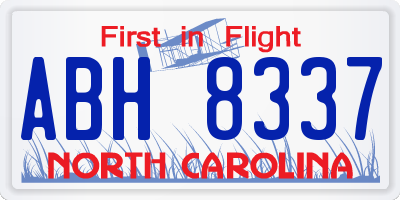 NC license plate ABH8337