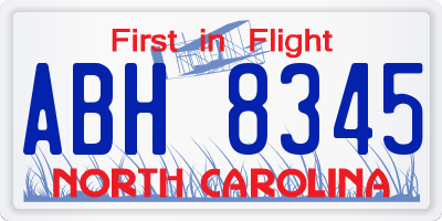 NC license plate ABH8345