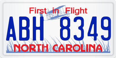 NC license plate ABH8349