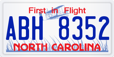 NC license plate ABH8352