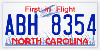 NC license plate ABH8354