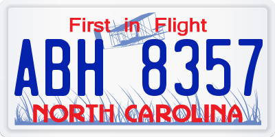 NC license plate ABH8357
