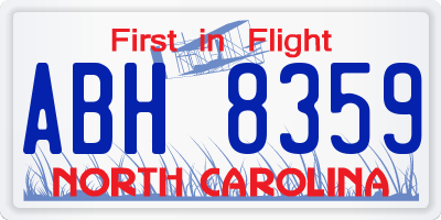 NC license plate ABH8359