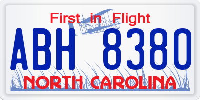 NC license plate ABH8380