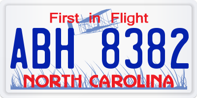 NC license plate ABH8382