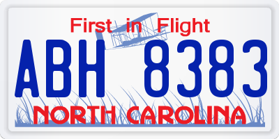 NC license plate ABH8383