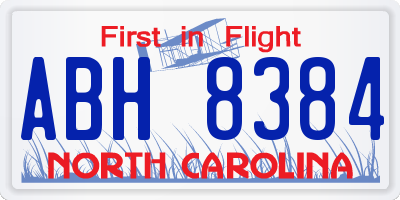 NC license plate ABH8384