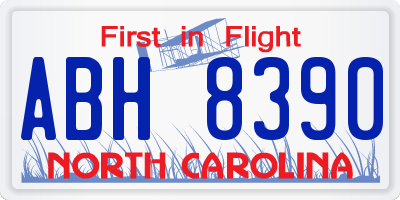 NC license plate ABH8390