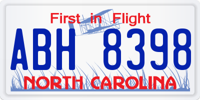 NC license plate ABH8398