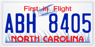NC license plate ABH8405