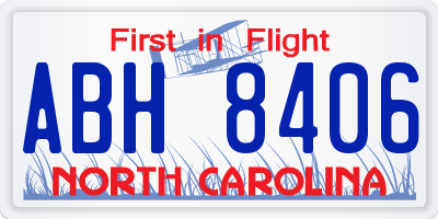 NC license plate ABH8406