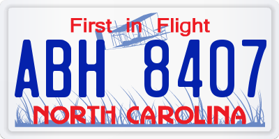 NC license plate ABH8407
